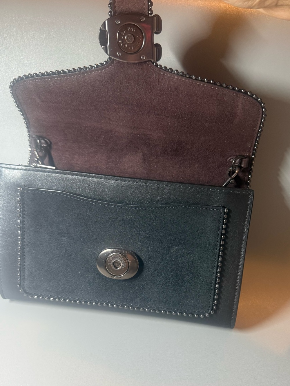 Coach Black Leather & Suede C Clasp Wallet - Picture 8 of 11